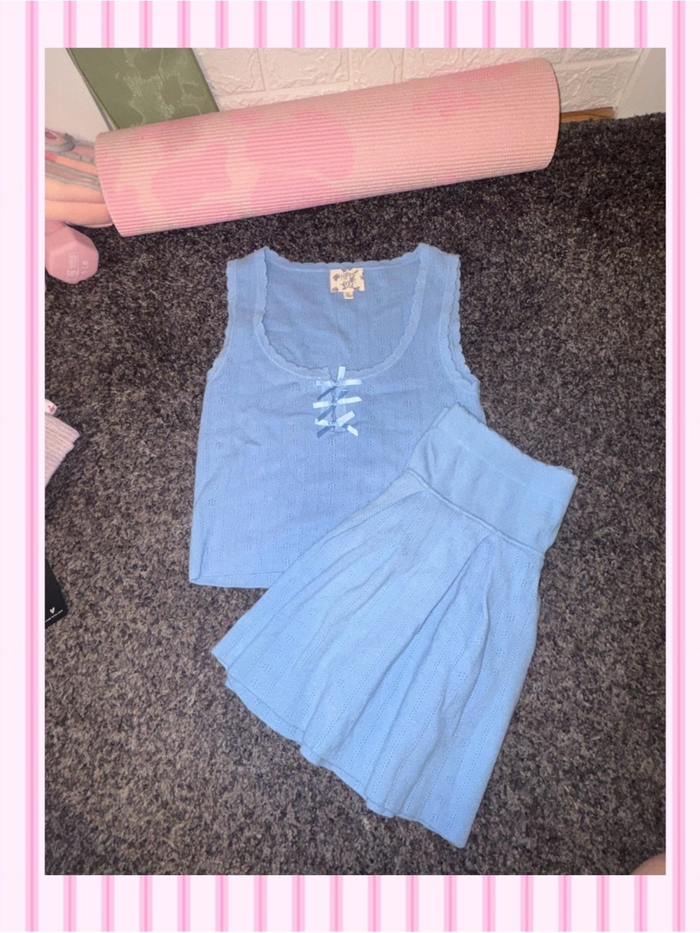 Hippie Rose Light Blue Knit Tank and Skirt Set